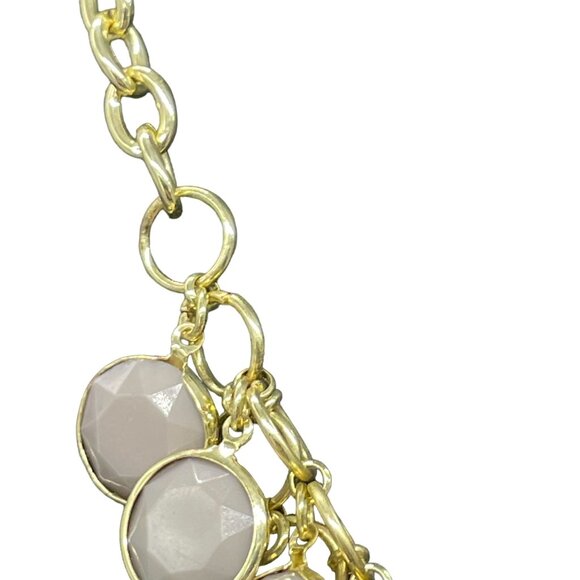 Simple Addiction Gray Beaded Chain Multi-Strand Statement Necklace Gold Tone - Picture 4 of 4